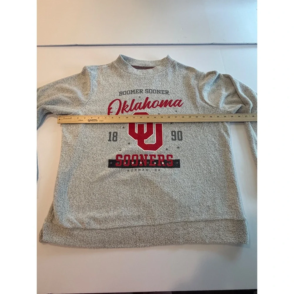 Pressbox Oklahoma Sooners Comfy Terry Sweatshirt Grey Womens L Boomer Sooner - Picture 6 of 7